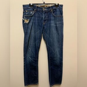 RICH & SKINNY Men's Distressed Button Fly Jeans